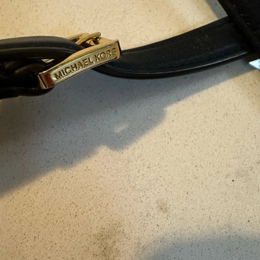 Michael Kors Morgan Messenger‎ Bag Nylon and Leather Trim Blue Crossbody Purse